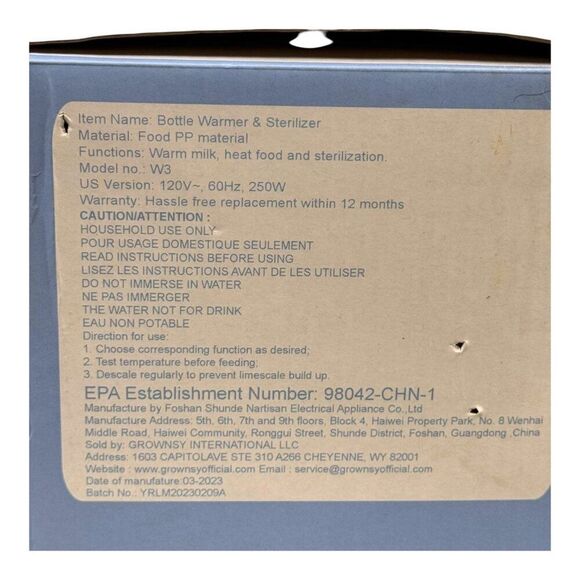 Grownsy Bottle Warmer & Sterilizer With Stain Remover Pack For Baby Bottles Box - Picture 9 of 9